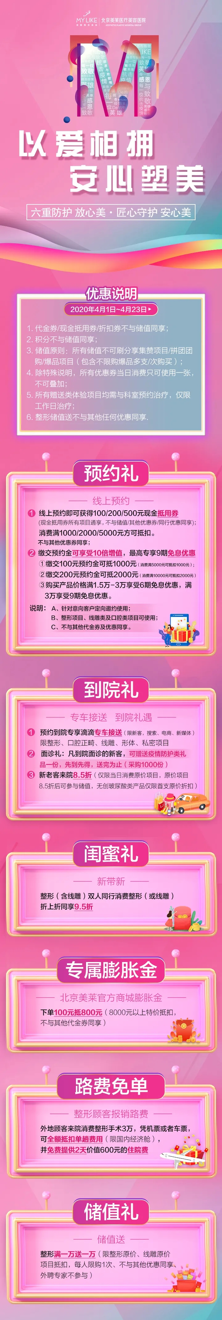 北京美萊整形四月優(yōu)惠，下單100元抵800元
